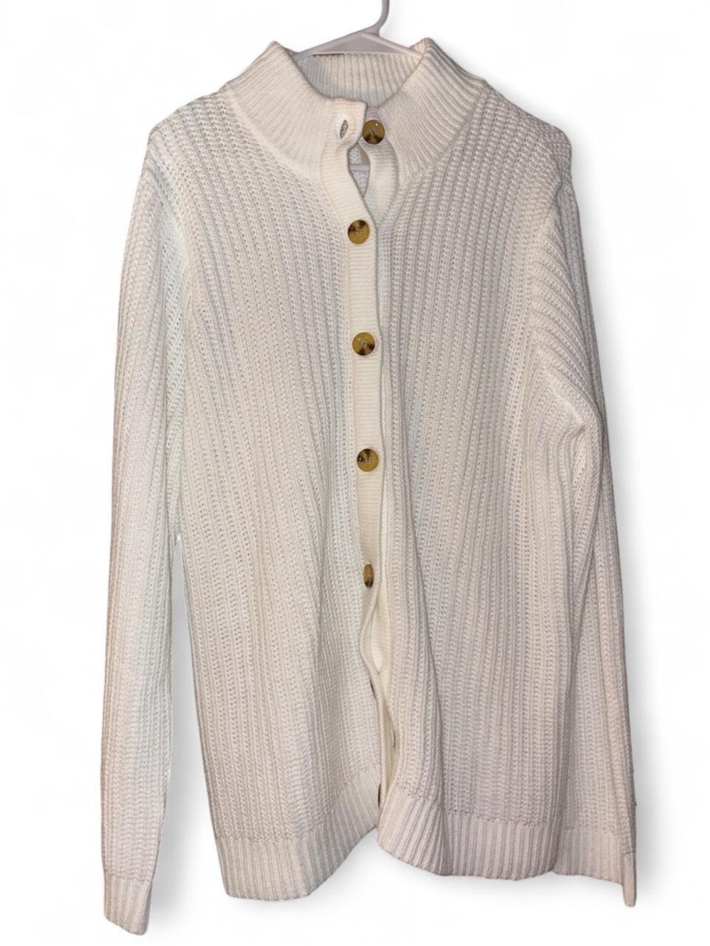 Blair Cream Ribbed Button-Up Cardigan